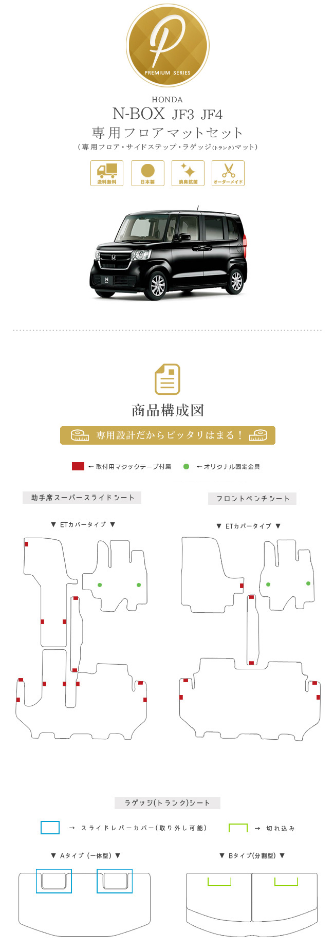 nbox フロアマット ラゲッジマット PMシリーズ jf3 jf4 ホンダ n-box 専用 車用アクセサリー カーマットセット 内装 カスタム  車用品 内装パーツ カーマット専門店 Craft Mart